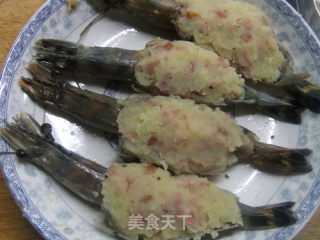薯泥芝士焗对虾的做法步骤：14
