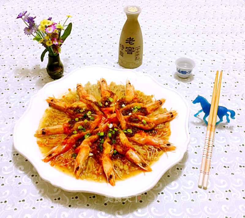 蒜蓉海虾蒸金针菇的做法