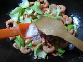 菜梗炒海虾的做法步骤：7