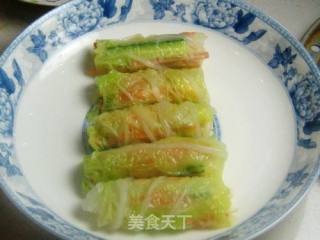 杂蔬鲜虾白菜卷的做法步骤：8