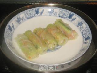 杂蔬鲜虾白菜卷的做法步骤：9