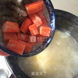 小白菜玉米粒海鲜粥的做法步骤：5