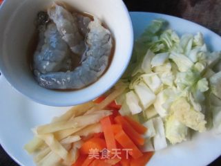 虾仁甘蓝泡菜粥的做法步骤：3