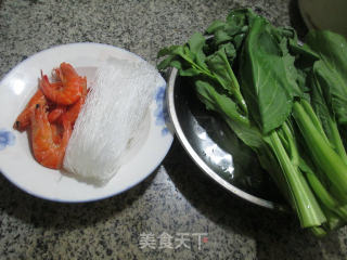 【宁波】虾干油菜蕻煮粉丝的做法步骤：1