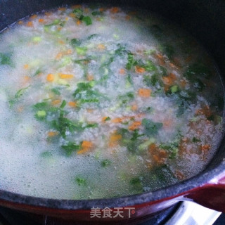 胡萝卜青菜鲜虾粥的做法步骤：10