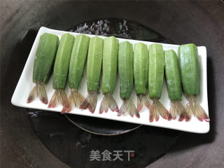 秋葵酿虾的做法步骤：7