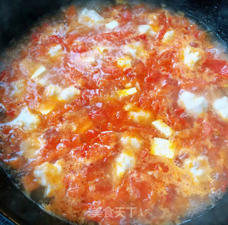 #鸡蛋#虾滑番茄豆腐蛋花羹的做法步骤：9