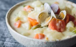 蛤蜊土豆奶油浓汤的做法步骤：15
