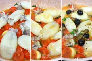 西红柿橄榄配鱿鱼的做法步骤：2