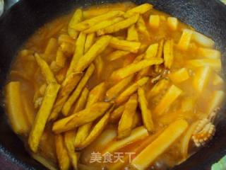 【韩式】鱿鱼红薯炒年糕的做法步骤：15