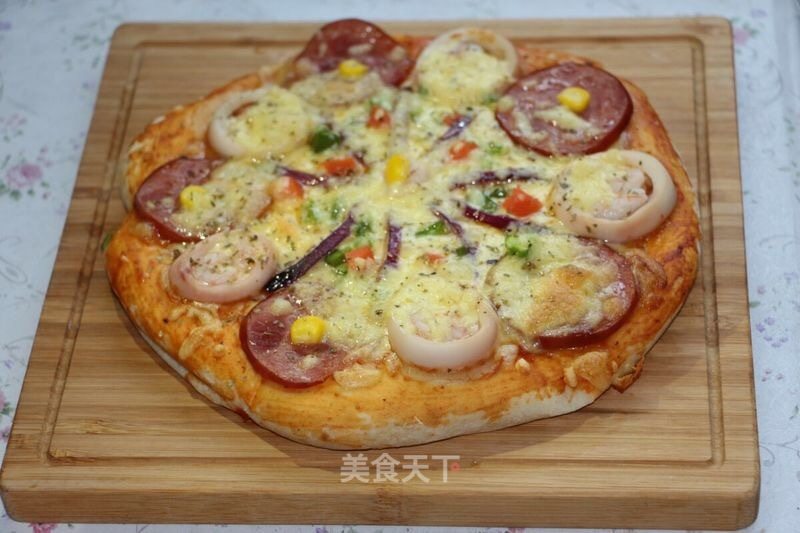 #ACA烘焙明星大赛# 火腿鱿鱼披萨的做法