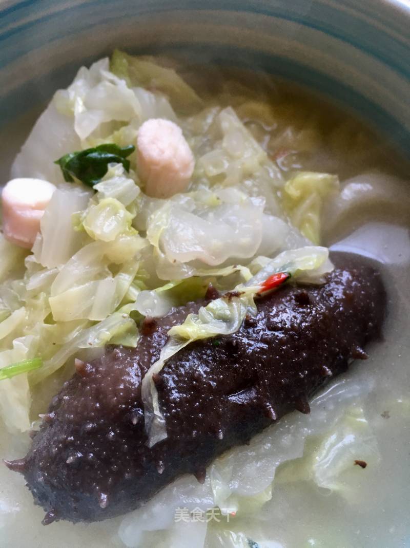 海参扇贝丁白菜汤的做法