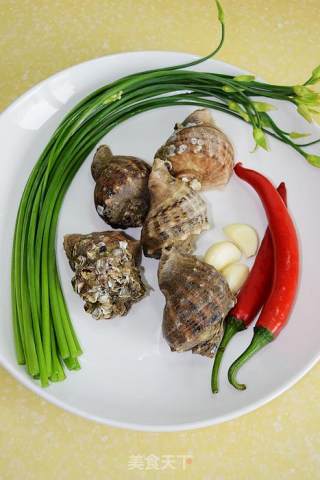 【韭菜苔炒螺片】--家常味道的海鲜小炒的做法步骤：1