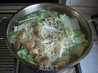 冬季养生菜——金针翡翠奶白汤的做法步骤：8