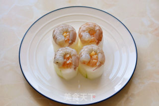 鲜虾瑶柱蒸冬瓜的做法步骤：4