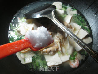 青菜三鲜豆腐羹的做法步骤：7