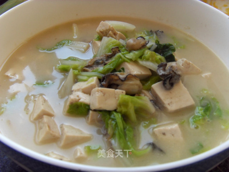 牡蛎豆腐白菜汤的做法