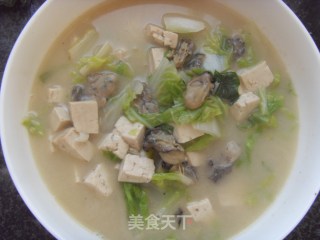 牡蛎豆腐白菜汤的做法步骤：10