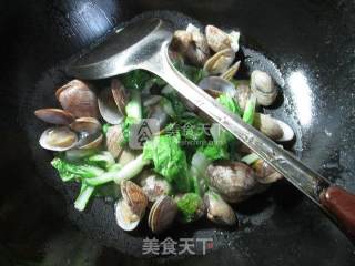小白菜炒花蛤的做法步骤：6