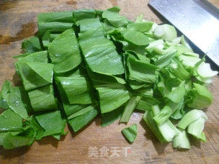 茭白淡菜炒青菜的做法步骤：4