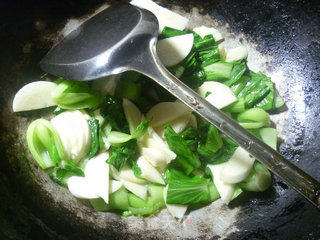 茭白淡菜炒青菜的做法步骤：7